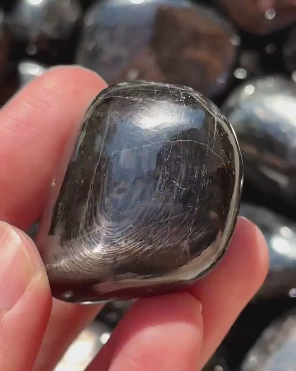 ONE Hypersthene Tumble (India) | tumbled hypersthene, pocket stone, worry stone, minerals, gemstones, tumbled stones