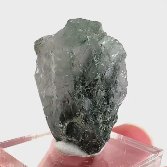 Fluorapatite with Actinolite Inclusions (Pakistan) | terminated apatite crystal, mineral specimen, rare crystals