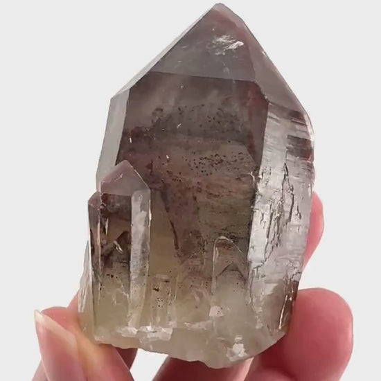 Red Hematite Quartz Cluster (Zimbabwe), quartz crystal, hematite quartz point, red phantom quartz, fire quartz