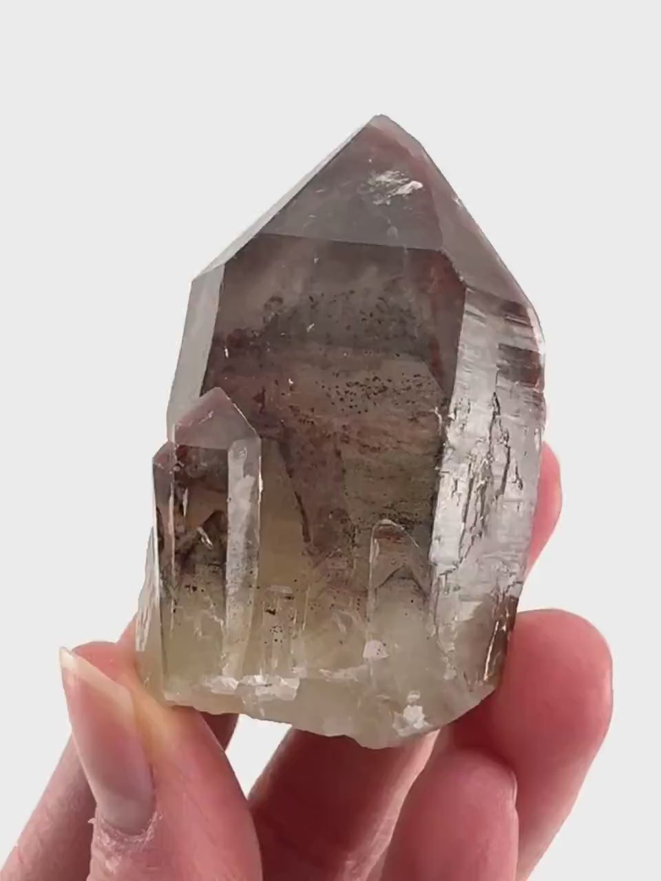 Red Hematite Quartz Cluster (Zimbabwe), quartz crystal, hematite quartz point, red phantom quartz, fire quartz