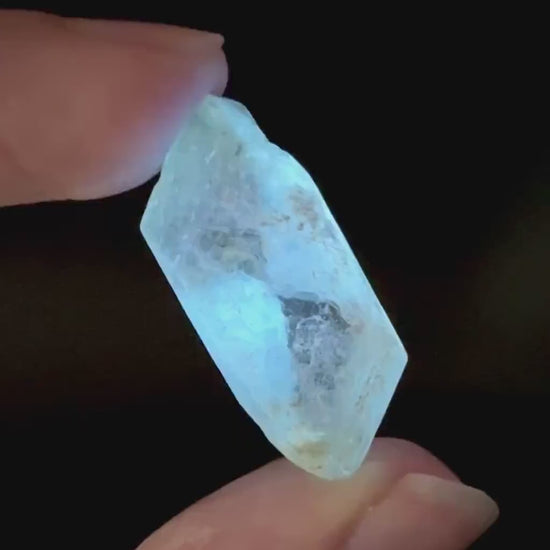 Hourglass Selenite | Phosphorescent UV Reactive Gypsum Crystal from Canada