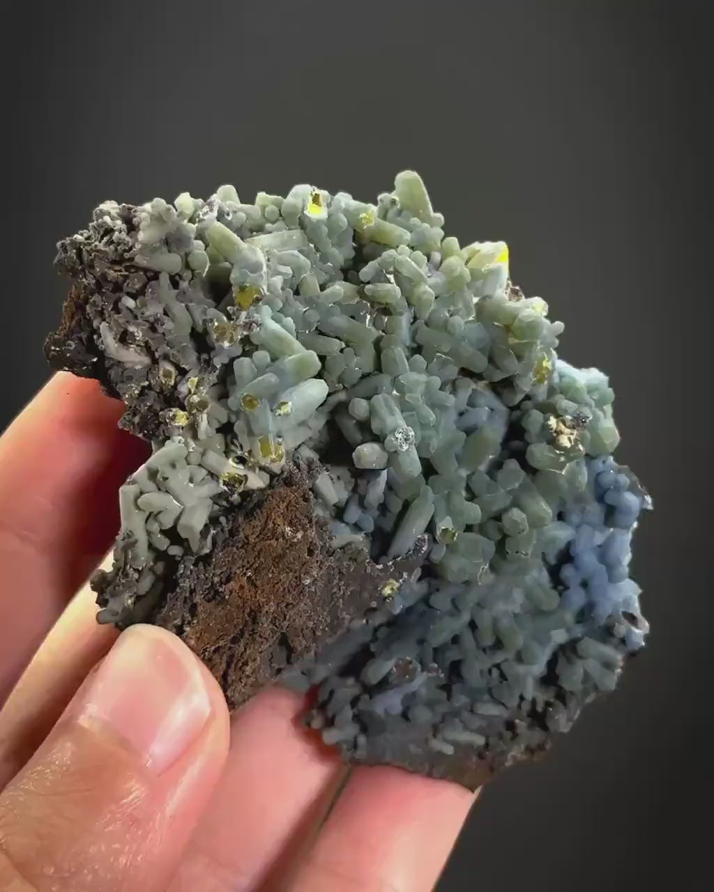 Plumbogummite | blue pyromorphite pseudomorph crystal, rare mineral specimen