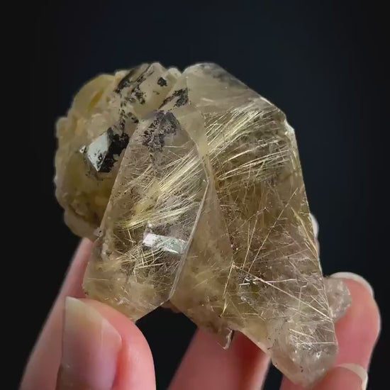 Rutile Included Quartz | Golden Rutilated Crystal Cluster, Mineral Specimen from Brazil