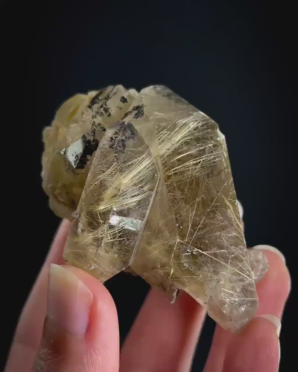 Rutile Included Quartz | Golden Rutilated Crystal Cluster, Mineral Specimen from Brazil