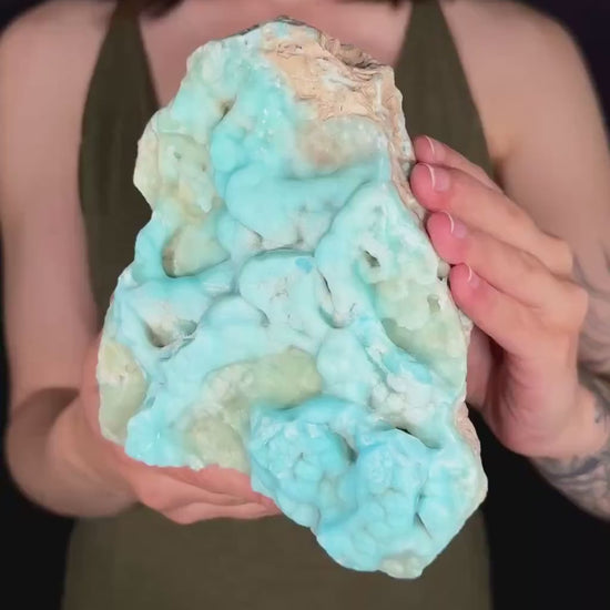 XL Blue Aragonite Crystal Cluster | Mineral Collection Display Piece
