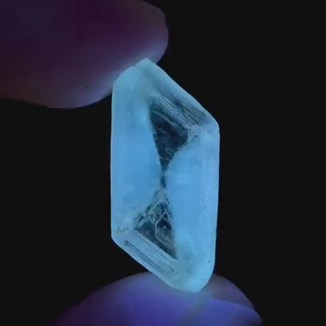Hourglass Selenite | Phosphorescent UV Reactive Gypsum Crystal from Canada
