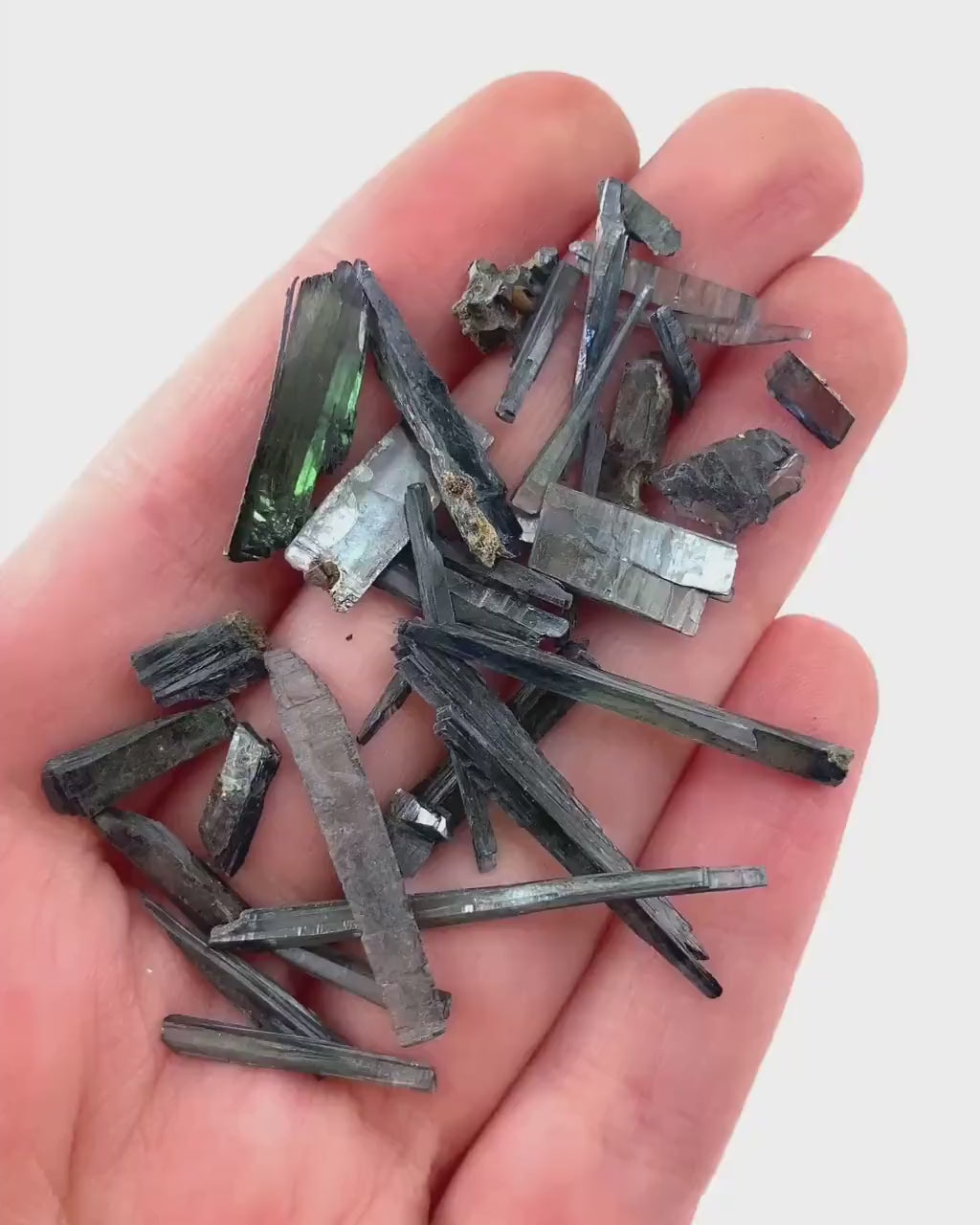 5 Grams of Mini Vivianite Blades (Brazil) | raw vivianite, natural vivianite, green vivianite, mineral specimen