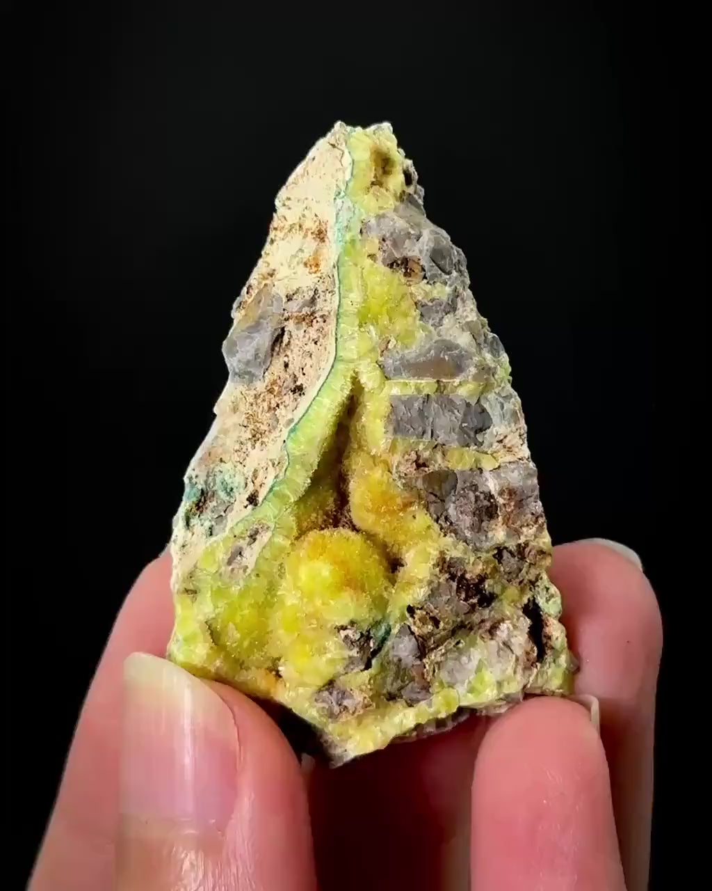 Wavellite with Turquoise | yellow & blue crystal cluster, mineral specimen from Spain