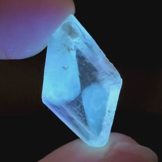 Hourglass Selenite | Phosphorescent UV Reactive Gypsum Crystal from Canada