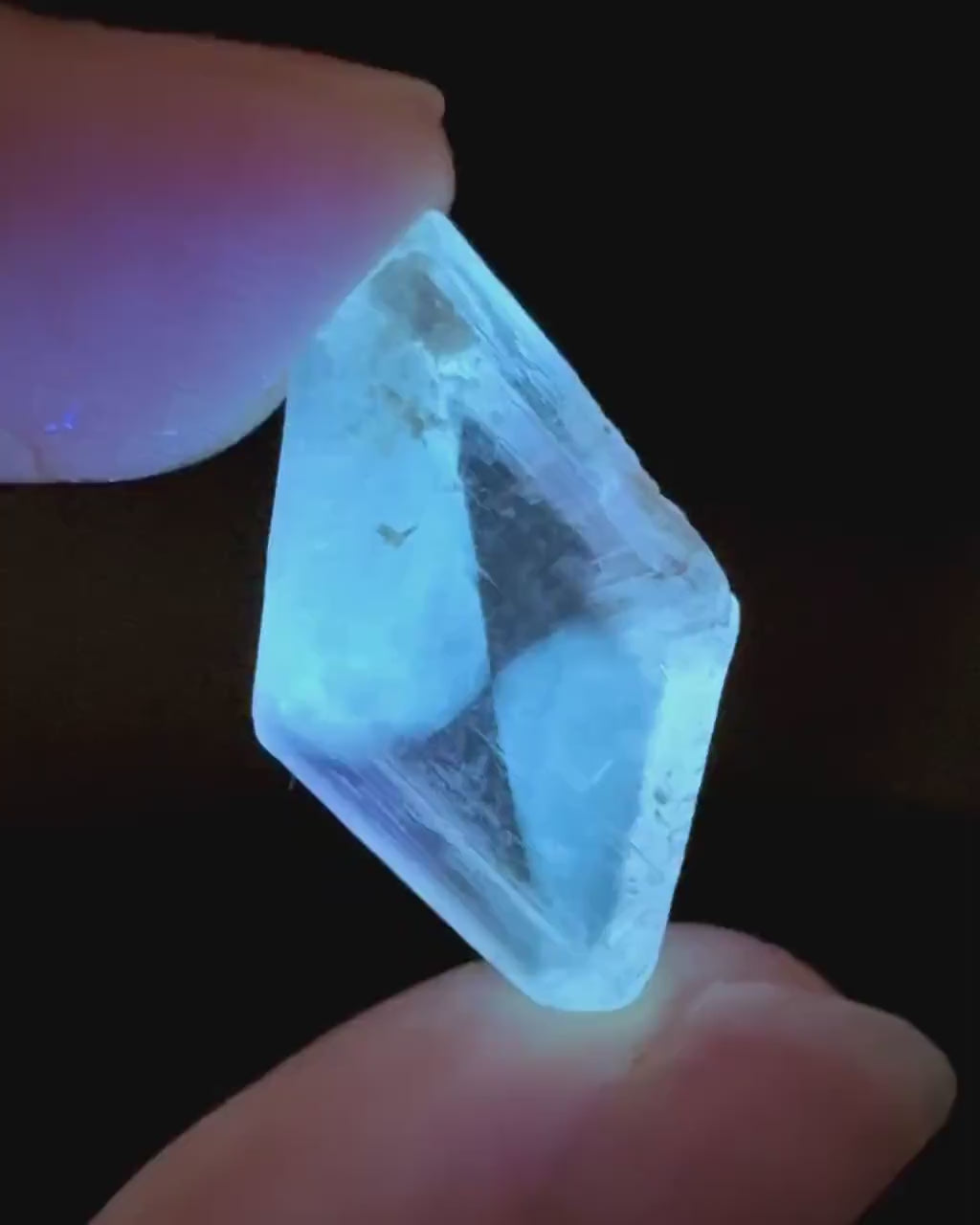 Hourglass Selenite | Phosphorescent UV Reactive Gypsum Crystal from Canada