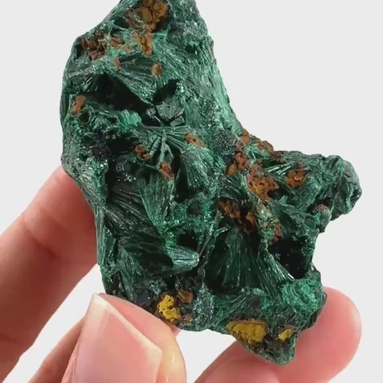 Fibrous Malachite (DR Congo) | raw green malachite crystal, mineral specimen