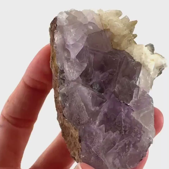 Purple Fluorite w/ Calcite (Pakistan) | purple fluorite crystal cluster, mineral specimen