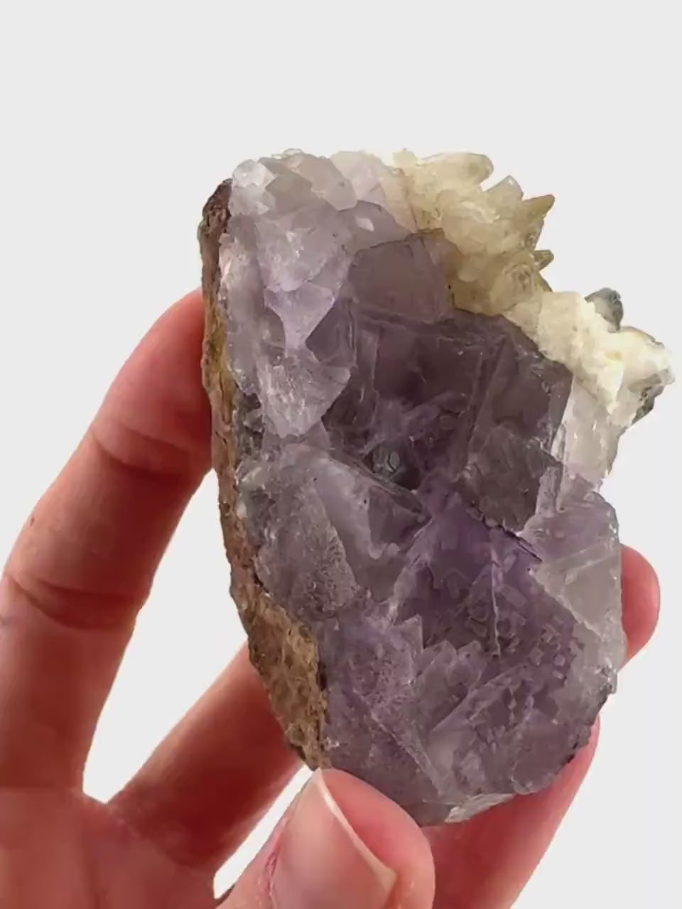 Purple Fluorite w/ Calcite (Pakistan) | purple fluorite crystal cluster, mineral specimen
