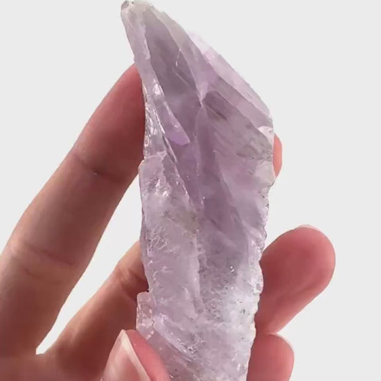 Lavender Kunzite | raw pink spodumene crystal, mineral specimen from Pakistan