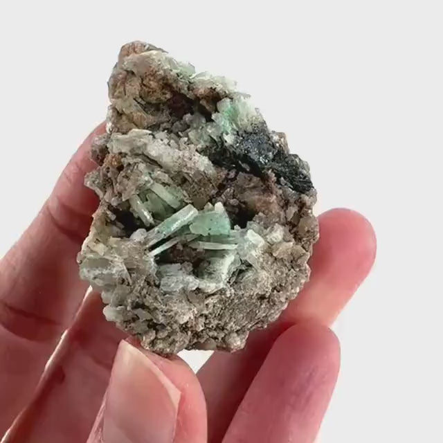 Cuprian Barite with Malachite & Stibnite | Crystal cluster, baryte mineral specimen from DR Congo