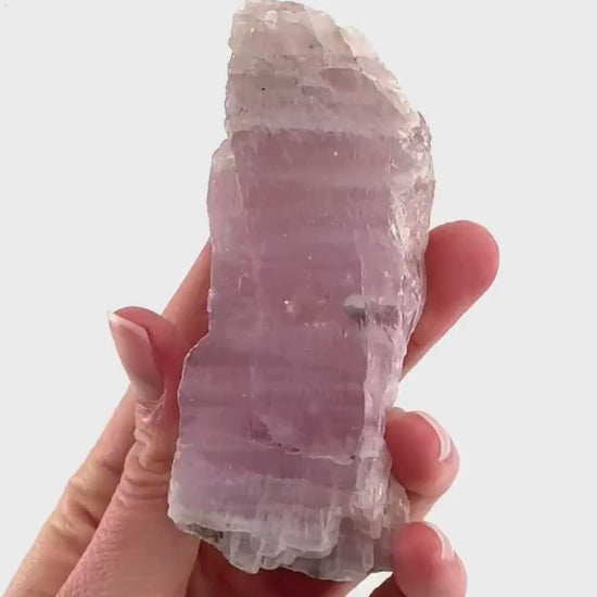 Lavender Kunzite | raw pink spodumene crystal, mineral specimen from Pakistan