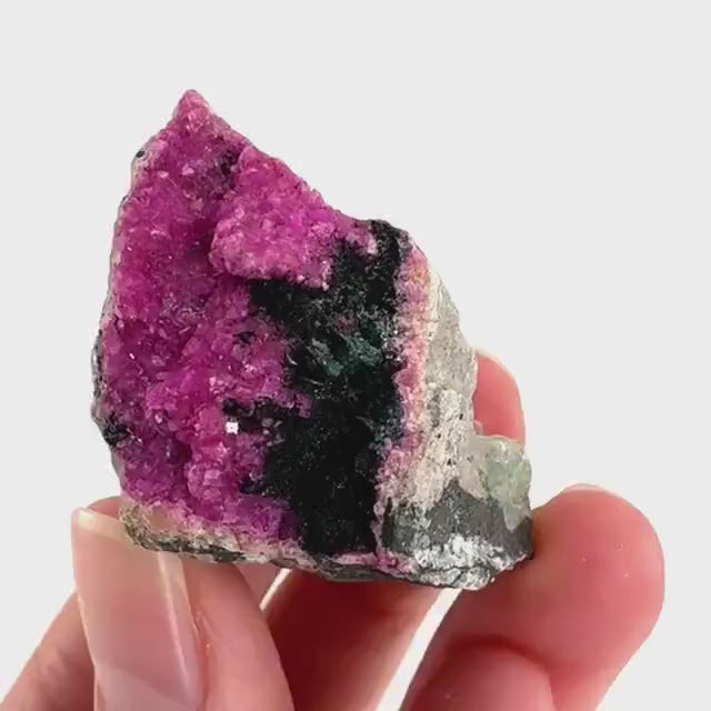 Cobaltoan Calcite w/ Heterogenite | natural pink crystal cluster, mineral specimen