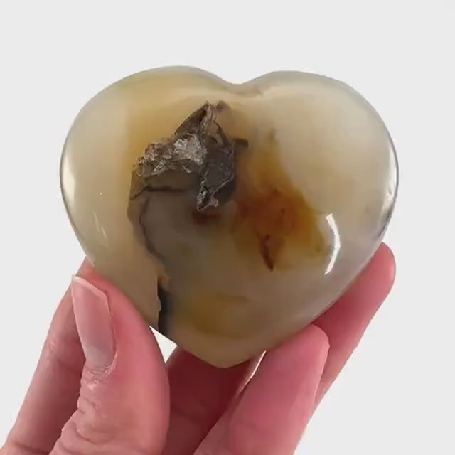 Dendritic agate heart, dendritic agate, crystal heart, dendritic agate palm stone
