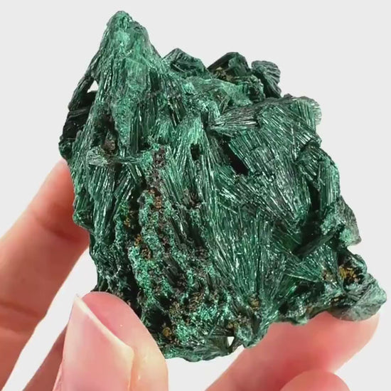 Fibrous Malachite (DR Congo) | raw green malachite crystal, mineral specimen