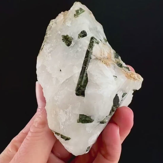Green Tourmaline in Quartz (Namibia) | raw tourmaline, green tourmaline