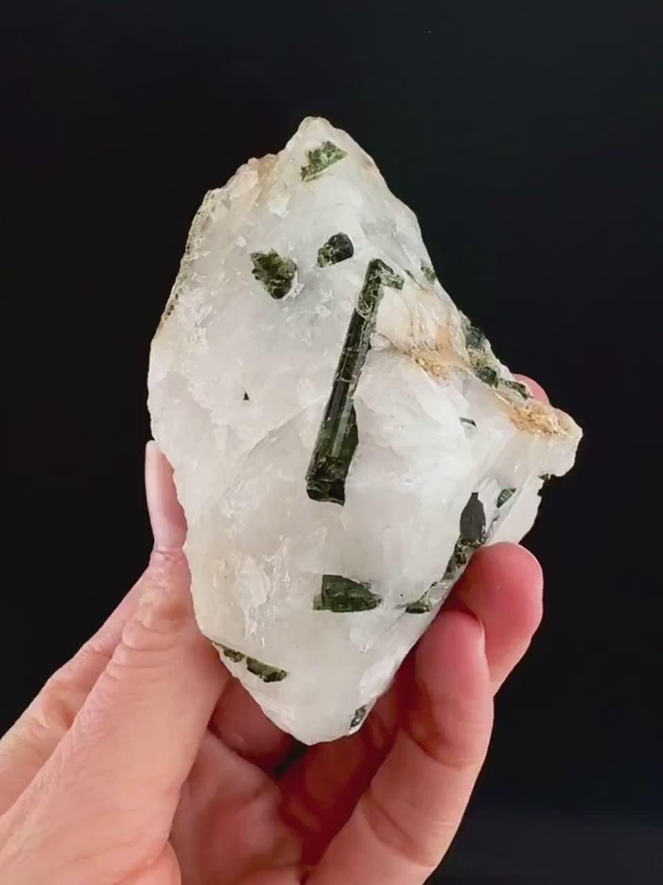 Green Tourmaline in Quartz (Namibia) | raw tourmaline, green tourmaline