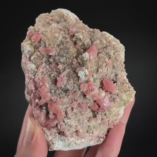 Rhodochrosite on Matrix | natural rhodochrosite crystal, rare mineral specimen from Peru