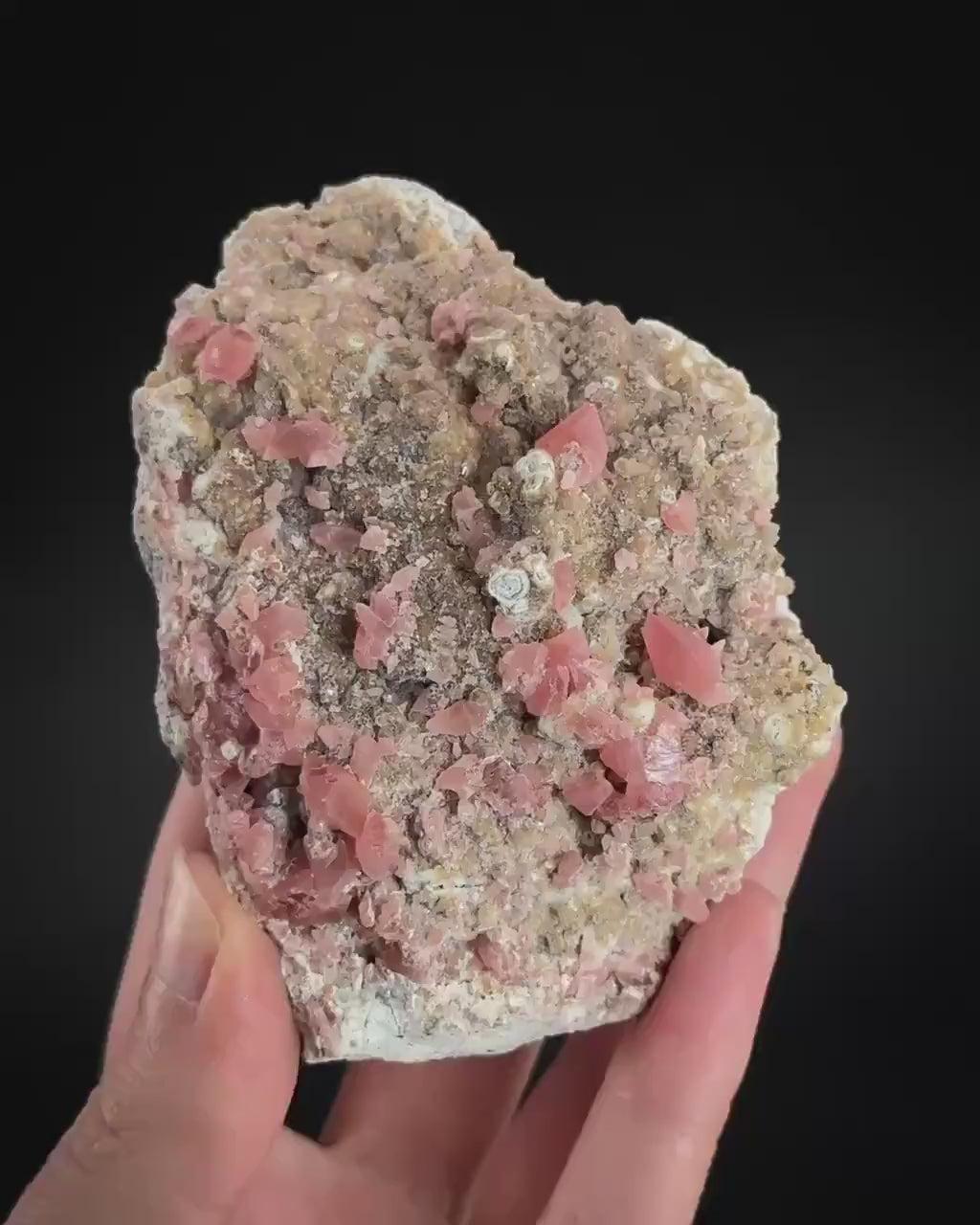 Rhodochrosite on Matrix | natural rhodochrosite crystal, rare mineral specimen from Peru