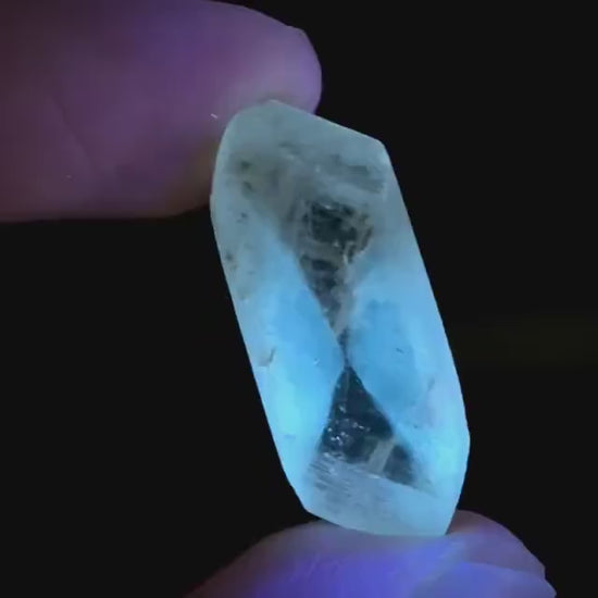 Hourglass Selenite | Phosphorescent UV Reactive Gypsum Crystal from Canada