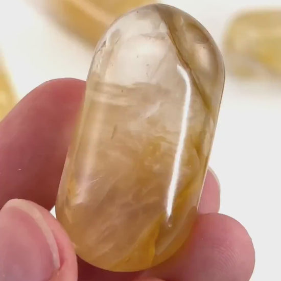ONE Polished Golden Healer Quartz, yellow hematoid quartz, tumbled golden healer quartz, natural hematoid quartz, quartz palm stone