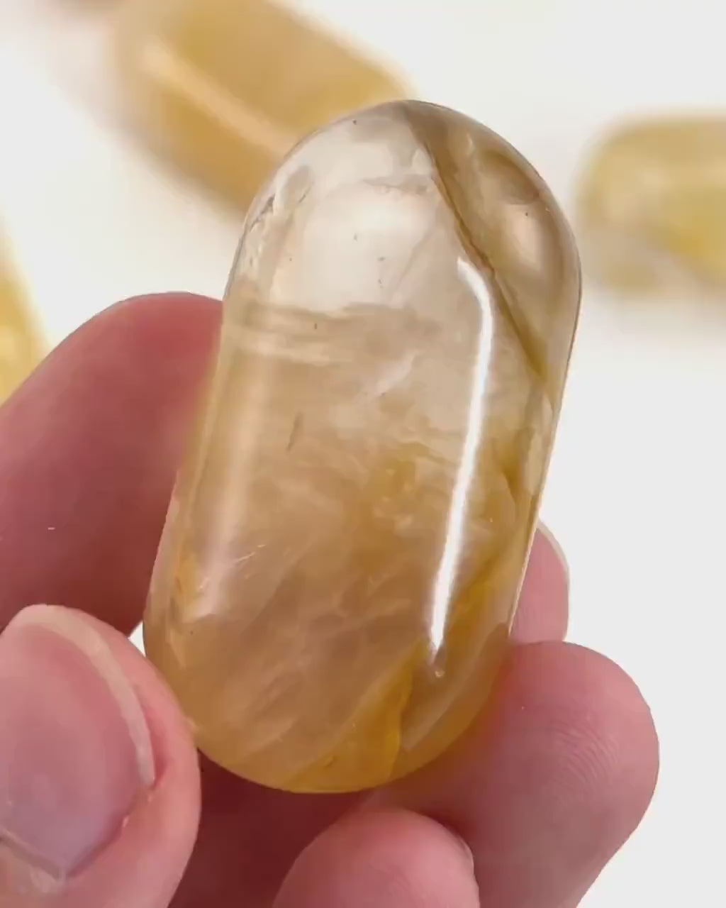 ONE Polished Golden Healer Quartz, yellow hematoid quartz, tumbled golden healer quartz, natural hematoid quartz, quartz palm stone