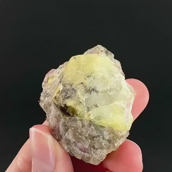 Londonite with Liddicoatite | yellow & pink crystal, rare mineral specimen from Madagascar