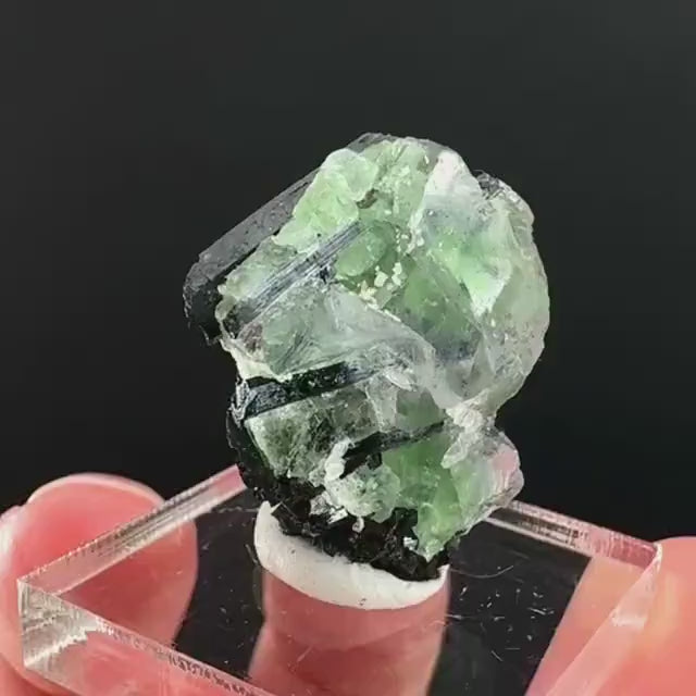 Fluorite w/ Black Tourmaline | Lollipop Pocket, green crystal, mineral specimen from Namibia