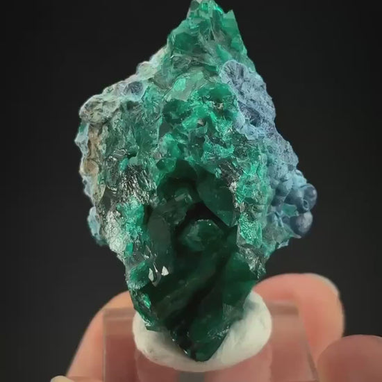 Dioptase with Shattuckite | natural green and blue crystal, mineral specimen from Namibia