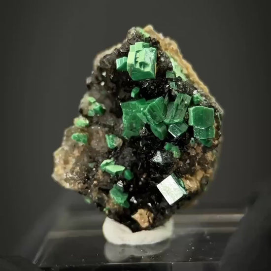 Torbernite | green crystals on matrix, rare mineral specimen from France