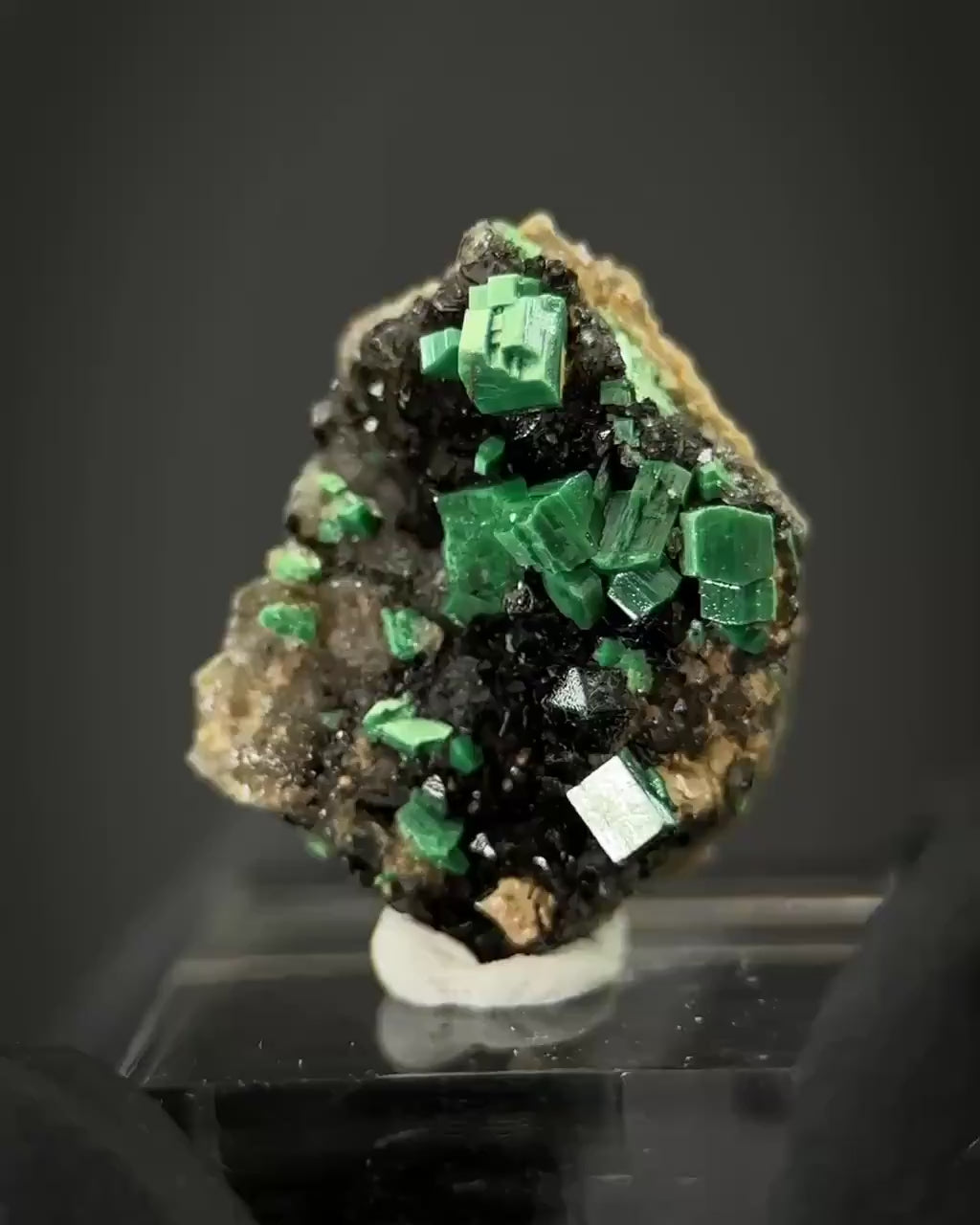 Torbernite | green crystals on matrix, rare mineral specimen from France