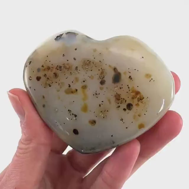 Dendritic agate heart, dendritic agate, crystal heart, dendritic agate palm stone