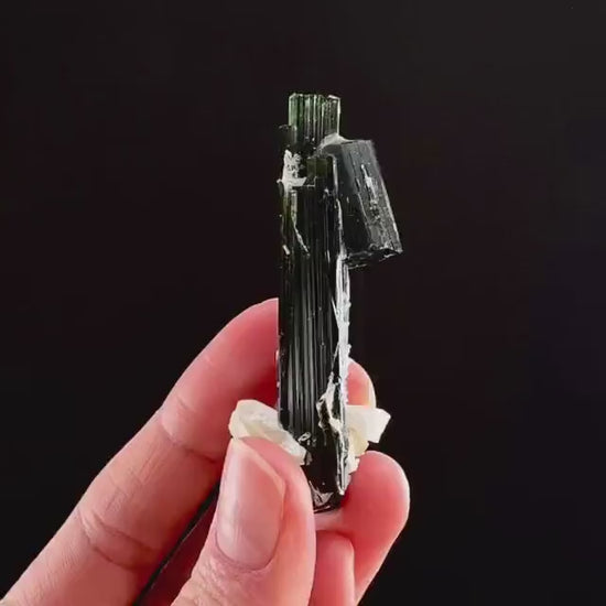 Green Cap Tourmaline with Albite (Pakistan) | raw tourmaline, green tourmaline, tourmaline crystal, rare minerals, rare crystals