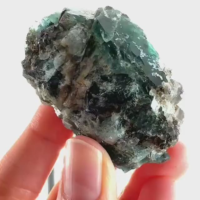 Okorusu Fluorite (Namibia) | green-blue fluorite cluster, raw fluorite crystal, mineral specimen