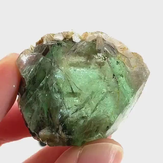 Okorusu Fluorite with Hyalite Opal | green crystal cluster, mineral specimen