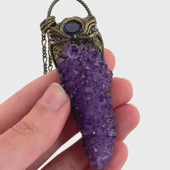 Amethyst & Iolite Necklace, crystal pendant, gemstone necklace
