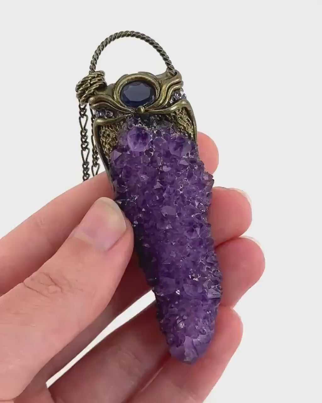 Amethyst & Iolite Necklace, crystal pendant, gemstone necklace