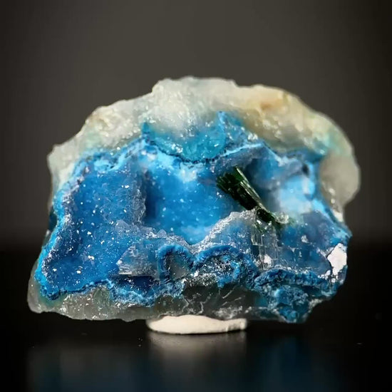 Shattuckite with Malachite & Quartz | Blue Crystal, Mineral Specimen from DR Congo