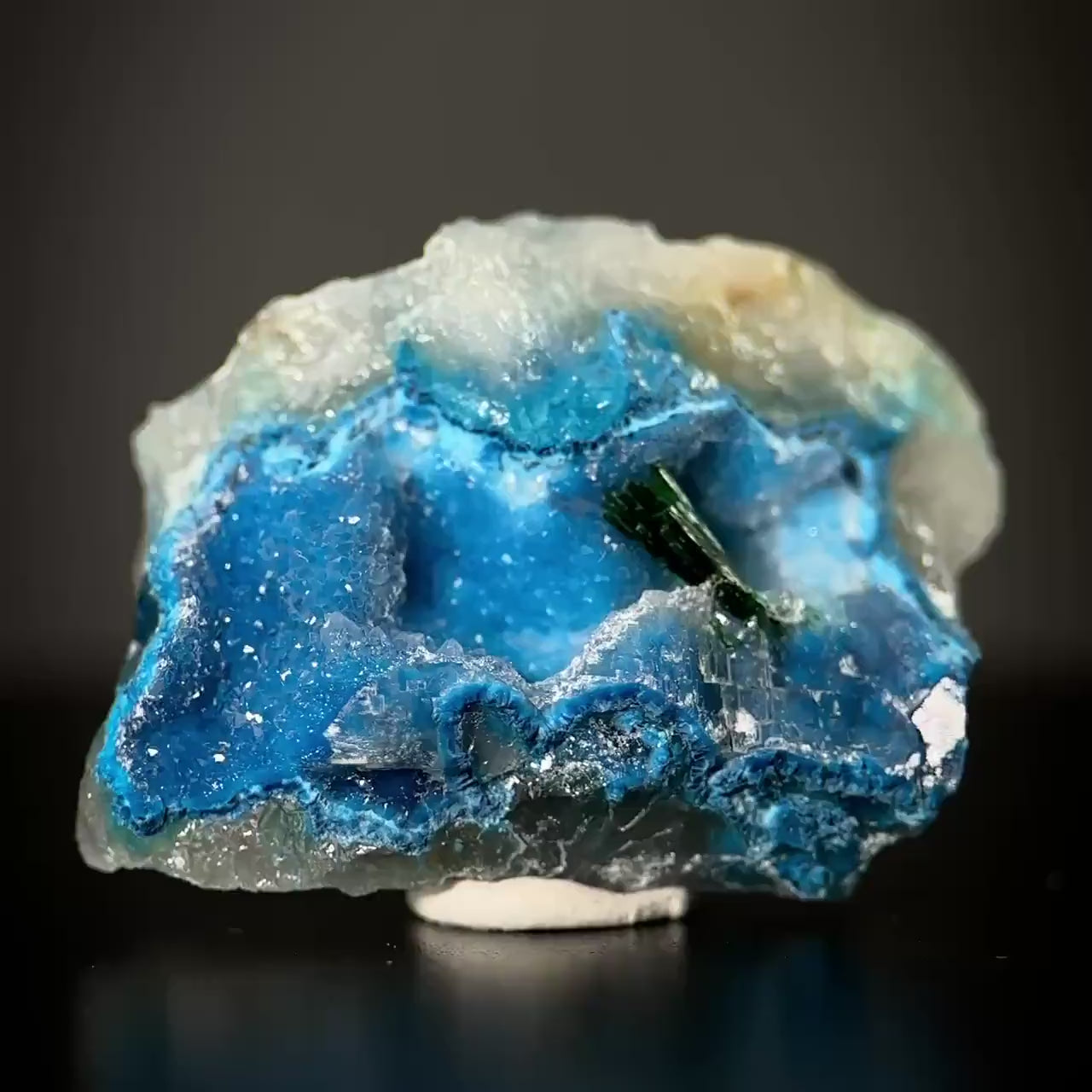 Shattuckite with Malachite & Quartz | Blue Crystal, Mineral Specimen from DR Congo