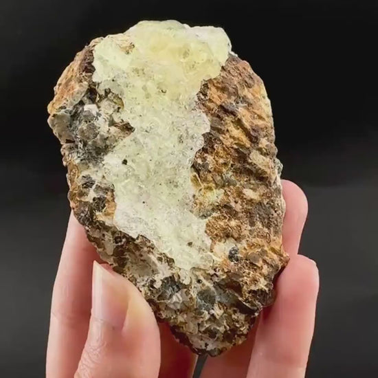 Hyalite Opal on Matrix | UV reactive crystal, green fluorescent mineral specimen from Namibia