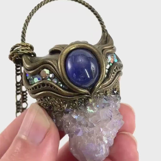 Aura Spirit Quartz & Tanzanite Necklace, crystal pendant, gemstone necklace