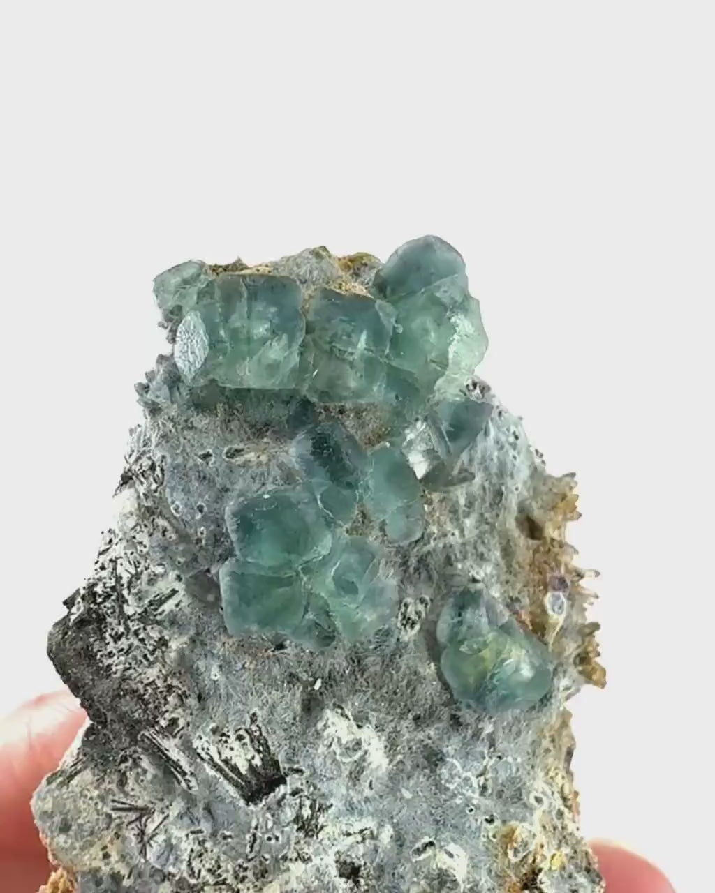 Fluorite, Foitite & Quartz on Feldspar | blue crystal cluster, Erongo mineral specimen