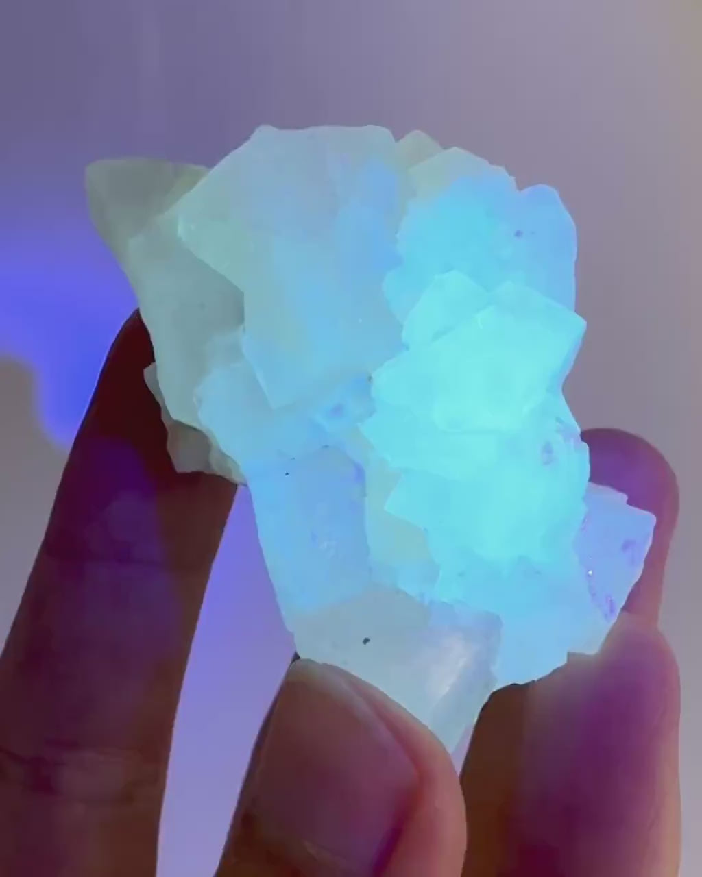 Fluorescent Calcite | UV-reactive raw crystal cluster, natural mineral specimen