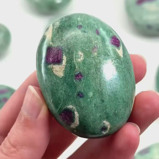 Ruby in Fuchsite Palm Stone | Polished Green and Pink Crystal (Heart & Root Chakra)