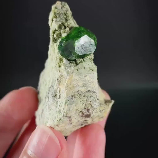 Demantoid Garnet on Matrix (BeIqeys Mountain) | green demantoid garnet crystal, rare mineral specimen