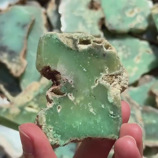 Mint Chrysoprase Slice (Indonesia) | polished green chrysoprase, chrysoprase slice, green chalcedony, mineral specimen